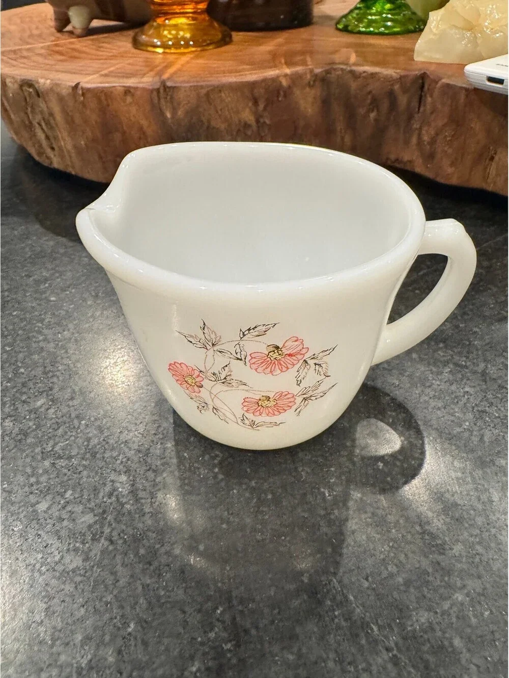 Fire King Fleurette Milk Glass Creamer Very Good Vintage Condition 1950s